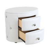 ZUN Elegant PU Nightstand with 2 Drawers and Crystal Handle,Fully Assembled Except Legs&Handles,Storage 14656992