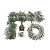 ZUN Pre-lit Christmas Artificial Tree 4-Piece Set, Garland, Wreath and Set of 2 Entrance Trees, X-mas 46945564