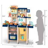 ZUN Large Pretend Play Kitchen Set Kids Cooking Playset with Realistic Lights, Vivid Sounds, Play Phone, W2181142136