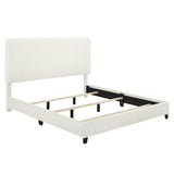 King Size White Boucle Upholstered Platform Bed B108P160257