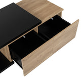 ZUN 47.2''-57''W Coffee Table with 2 Storage Drawers, Dual-tone Wood Center Table with 58937156