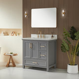 Fully Assembled 36'' Freestanding Single Sink Bathroom Vanity with 2 Handles Sets W1826P255389