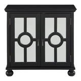 ZUN Classic Storage Cabinet 1pc Modern Traditional Accent Chest with Mirror Doors Antique Black Finish B011P169759