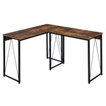 ZUN Weathered Oak and Black 47.5" Writing Desk with Metal Sled Base B062P184523