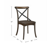 Set of 2 "X" Metal Back Side Chairs, Dark Oak and Black B016P314477