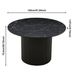 ZUN Imitation Black Marble Grain MDF Tabletop, Inch Round Dining Table for 4, Modern Kitchen Table, W1164P225843