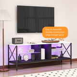 ZUN TV stand,Iron TV cabinet,entertainment center, TV set, media console, with LED lights, remote 02287276