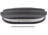 12" Oval Black Aluminum Half Finned Air Cleaner Assembly for Chevy Ford 5-1/8" Carb 60520274