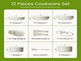 12 Pcs Non-Stick Cookware Set, Pots and Pans Set, with Spatula & Detachable Handle for Kitchen, 40820087