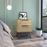 Augusta 2 Nightstand , End Table, Side Table Four Legs, Two Drawers -Light Oak B07091892