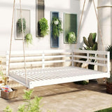 TOPMAX Acacia Wood Porch Swing Bed for Outdoor with Hemp Ropes - Full Size Patio Hanging Bed, 350lbs N717P265860K