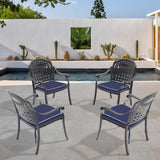 Cast Aluminum Patio Dining Chair 4PCS With Black Frame and Cushions In Random Colors W1710P166056