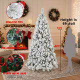 4FT Artificial Plant with 350 Tips Flocked Christmas Tree Snowy PVC Branches Stable Metal Stand Easy 59657549