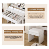 New Large Mirror Vanity Desk for Bed room , Modern Makeup Vanity Set with Power Outlet and Hair 25285722