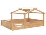 Full Size Floor Bed with Guardrails and Roof, Kids House Floor Bed with a Small Built-in Tray and W1580P396333
