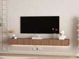Floating TV Stand Wall Mounted with 16 Color LEDs,69" Modern TV Stand, Floating TV Cabinet W1321P289278