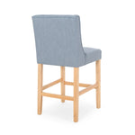 ZUN Vienna Contemporary Fabric Tufted Wingback 27 Inch Counter Stools, Set of 2, Light Blue and Natural 64853.00LBLU