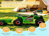 Green 6V Toddler Electric Vehicle with Toy-Carrying Back Trailer, Gentle Forward & Backward, 53479685