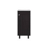 Bethel Wide One-Door Cabinet, Free Standing Vanity With Resin Sink And Two Shelves, Bathroom B200P335377