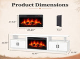 White Embossed Fireplace TV Stand, 179*35*57.5cm, Particle Board, 4 Doors & 2 Shelves, Barn Door 66713186
