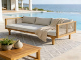 Outdoor Patio Sofa with Light Gray Cushion & Light Brown Rope, Acacia Wood Teak Finish, water N770P354675L