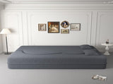 Modern Floor Sofa with 2 Pillows,Convertible Teddy Fabric Foam-Filled Sleeper Sofa Bed,15" Full Size 73126856
