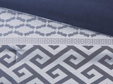 7 Piece Jacquard Comforter Set Navy Queen B03597208