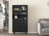Tempered Glass Door Tall Storage Bookcase with adjustable board, 4 doors MDF painting finished W409P171434