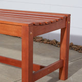 Emilio Reddish Brown Tropical Wood Armless Garden Bench for 3 Seaters B093121196