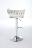 Set of 2 Bar Stools,with Chrome Footrest and Base Swivel Height Adjustable Mechanical Lifting Velvet W1249P247722