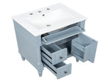 24 Inch Bathroom Vanity with Sink, Grey Blue Freestanding Bathroom Cabinet with Flip Drawer, 71370479