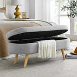 Ottoman Oval Storage Bench, Rubber Wood Legs, Grey W48764884