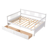 Full Size Daybed Wood Bed with Two Drawers,White 67032635