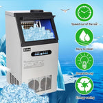 ZUN ZK-150 120V 245W 150lbs/68kg/24h Ice Maker Stainless Steel Transparent Frosted Lid/Display/5*9 17369097