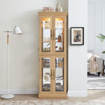 ZUN Lighted Glass Curio Display Cabinet,Display Cabinet,Glass Storage Cabinet Glass Wine cabinet Wood W2275P199811