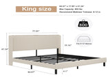 King Size Platform Bed , Metal Bed Frame with Charging Station, No Box Spring Needed, , Noise W636P288882