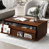 U-Can Modern Rectangle Coffee Table 4 Drawers and 2 Display Shelves, 47.2" Wood Coffee Table N724P286421D