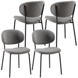 Grey Boucle Fabric Dining Chairs Set of 4, Mid-Century Modern Dining Kitchen Dining Room W1164P195045