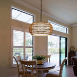 ZUN Farmhouse Pendant Light with Adjustable Height, Boho Woven Jute Rope Hanging Ceiling Light Fixture, W1340P241301