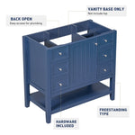 ZUN 36" Bathroom Vanity without Sink, Cabinet Base Only, One Cabinet and three Drawers, Blue WF306244AAC