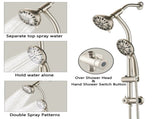 Drill-Free Stainless Steel Slide Bar Combo Rain Showerhead 7-Setting Hand, Dual Shower Head Spa W121947477