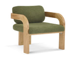 2-Pack Dining Chairs with Pillow Back, Green Boucle Fabric, Natural Color Solid Wood Frame N779P298399D