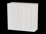 33 Inch White Shaker Double Door Wall Cabinet Solid Wood with 2 adjustable shelves Ready to Assemble T2950P490384