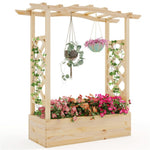 ZUN Wooden Raised Garden Bed Planter Box with Hanging Roof 62543826