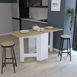 Gateleg Folding Table Space-Saving with Compact Design, White / Macadamia - Living Room B200137833