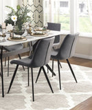 Modern Design Dining Chairs 2pc Set Gray Faux Leather Upholstery Black Metal Legs Kitchen Dining B011P238922