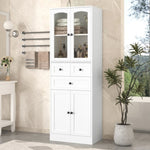 ZUN Tall Bathroom Storage Cabinet, Cabinet with Four Doors and Drawers, Adjustable Shelf, MDF Board, N725P186647W