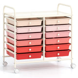 12-Drawer Rolling Storage Cart - 2-Row 10-Storey, Multicolor Drawers, 4 Wheels , White 15819213