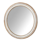 31.5 inches Round Wall Mirror for Bathroom Vanity, Wooden Farmhouse Circle Mirrors for Bedroom, W2295P339144