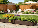 46" Outdoor Woven Raised Planter Box, Weather Resistant Rattan Garden Container with Adjustable Feet 80638867
